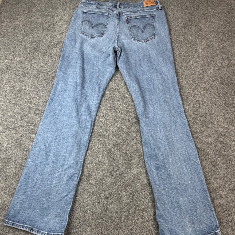 Levis 505 Straight Leg Jeans Womens 33 Medium Wash Floral Embroidered Blue Denim - Picture 7 of 10